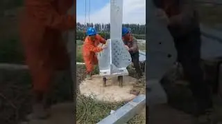 fixare stalp metalic pe bolti metalici