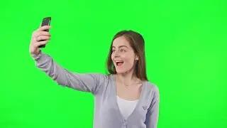 Girl's Selfie Green Screen Background  Stock Video
