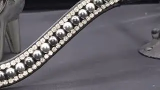 Swarovski Grey, Dark Grey and Black Pearl,  Clear Crystal Edge Rivet Closure Browband 