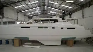Voyage yachts production facility - team working on the award winning 590 in Cape Town, South Africa