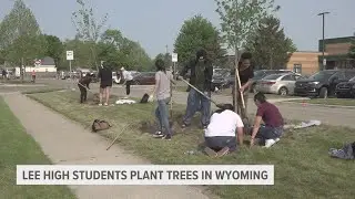 Lee High School students plant trees at Early Childhood Center