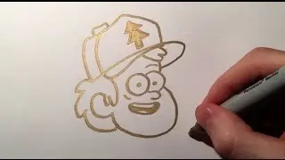 how to draw dipper pines from gravity falls - gold sharpie golden doodle