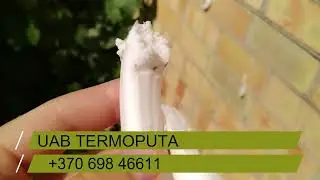 Oro tarpo &scaron;iltinimas termoputomis, mūrinių, rąstinių apmūrytų. Oro tarpo sandarinimas. UAB Termoputa