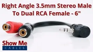 Right Angle 3.5mm Stereo Male To Dual RCA Female Adapter #27-140-056