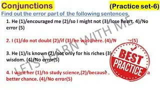 Conjunctions In English Grammar | Practice set-6 | Conjunction exercise | Fill correct conjunction