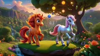 Four Magical Ponies Paint the Sky | Colorful Fantasy Song for Kids | Nursery Rhymes and Learning