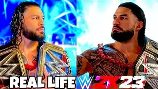 Roman Reigns Double Champion Entrance WWE 2K23 vs. Real Life