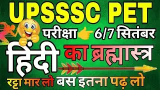UPSSSC PET Hindi Classes 2025 |UP PET Hindi Practice Set Hindi | UP PET Hindi MCQs |PET Hindi Class