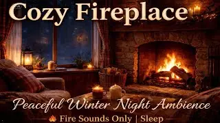 Cozy Fireplace 🔥 8 Hours | Peaceful Winter Night Ambience | Relax, Sleep, Study