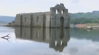 Submerged 400-year-old church  appears after water level drops
