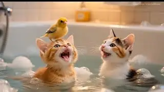 Cats Playing Happily with Chicks and a Parrot | Cute Animal Friendship