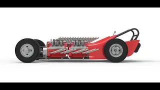 3D printable Vintage AWD Dragster Version 2 Scale 1:25 3D model view