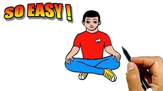 How to draw a person sitting down cross legged easy version | Easy Drawings