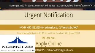 NCHMCT JEE 2020 | MSC JEE 2020 | Hotel Management