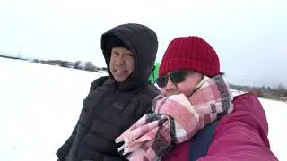 Ice Fishing in frozen Alberta Beach