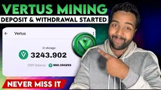 Vertus Mining Bot Withdrawal Started - Next Notcoin App | New Free Crypto Mining #airdropfree