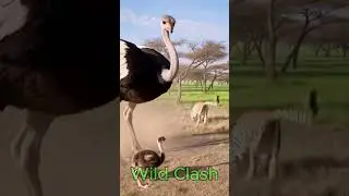 Wild Clash Ostrich Kicks Cheetah Into The Sky! 🐆🦶🚀 #Shorts