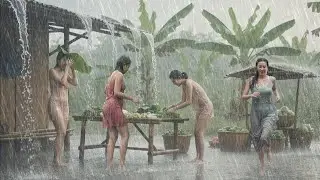 TERRIFYINGLY BEAUTIFUL RAINSTORM 🌧️ Heavy Thunder & Rain in Quiet Village | Overcome Insomnia