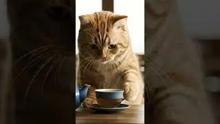 AI Orange Cat Making Tea ☕🐱 | Funny Cute Cat Video | AI Animation Shorts 2025.