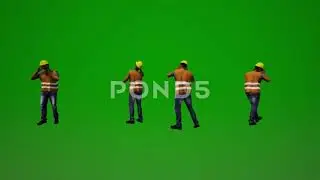 Urban Workers In Green Screen Walking And Consulting On The Phone With Four Diff Video