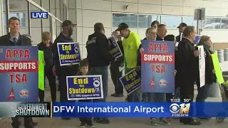 TSA Workers Rally Over Gov't Shutdown At DFW Airport
