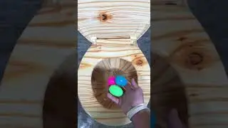 Flushing surprise eggs down wooden toilet #shorts