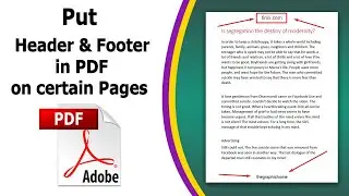 How to put Headers and Footers on certain Pages using Adobe Acrobat Pro DC