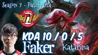 SKT T1 Faker KATARINA vs TWISTED FATE Mid - Patch 6.24 KR Ranked