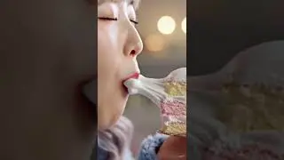 Gooey Cake Bite ASMR #asmr #pastelasmr #cakebites #gooeydessert #drippingasmr #veo3 #satisfying