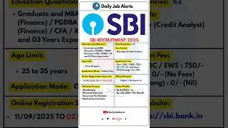 SBI Recruitment 2025 | New Vacancy 2025 | Daily Job Alerts #shorts