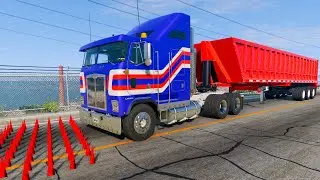Trucks and Cars vs spike strip challenge #44 BeamNG Drive BeamNG BOOM