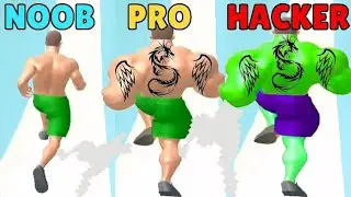 Muscle rush noob vs pro vs hacker all max level iOS trailer walkthrough gameplay.