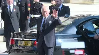 Charles III, Queen Consort arrive at St Anne's Cathedral in N. Ireland | AFP