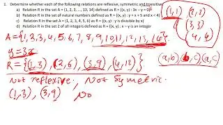 Reflexive, Symmetric, Transitive Relations