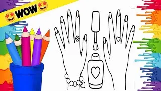 How to Draw Nails💅 polish Drawing, painting &coloring for kids&toddlers|Easy drawing