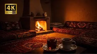 Rustic Village House Ambience: Warm Fireplace & Crackling Sounds (3 Hours)