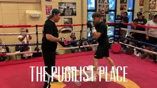 Boxer Chris Crowley trains on the speed mitts ahead of his pro debut on April 19 during media day