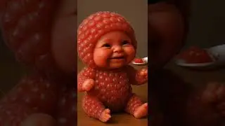 😱 Мини-человечек-малина ест малину с ложки! 🍓 #shorts #viral #ИИ #AI #асмр #ASMR