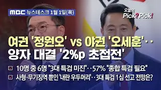 [이슈 Pick? Pick!] [여론조사] 여권 '정원오' vs 야권 '오세훈'‥양자 대결 '2%p 초접전'  (2026.01.01)
