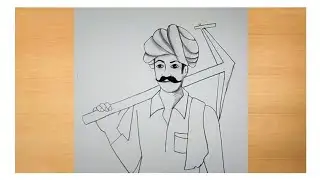 Pencil drawing of villager farmer / farmer simple drawing