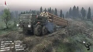 Spintires - MAZ 535 delivering long logs - Volcano map - Update 9.3.2015
