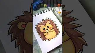 Cute Hedgehog Drawing 🦔✨ | Easy Animal Art Coloring | Easy Cartoon Hedgehog Drawing for Kids