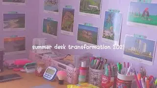 aesthetic summer desk transformation vlog 2021 🌷 🌿  🖥 📚 ✏️  🇱🇰