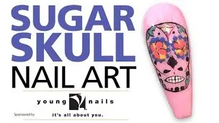 Sugar Skull Gel Nails Using Young Nails Mission Control Gel Paint