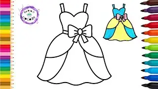 Princess Dress With A Bow Cute Easy Drawing And Coloring #princess #dress #rainingcolors