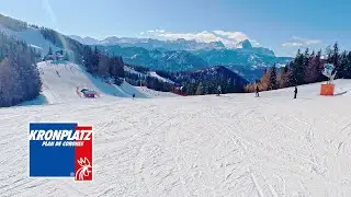 Skiing Dolomites Italy - Kronplatz - 9 blue. Skiers paradise. One of easy pistes on the south slopes