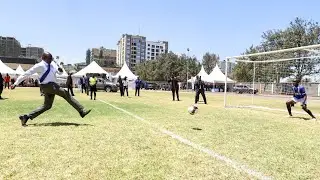 LIKE A PRO!! See President Ruto scoring a penalty at Police Sacco Stadium!!