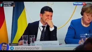 Zelensky laughs as Putin talks about implementing the Minsk accords during negotiations, Paris 2019