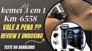 #Kemei 3 em 1 km-6558 vale à pena?#unboxing e review/série #máquinas d corta cabelo em 2022