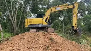 Sumitomo SH130-f6 ทำงานขี่หลังเสือ จ้วงฝั่งสระ 